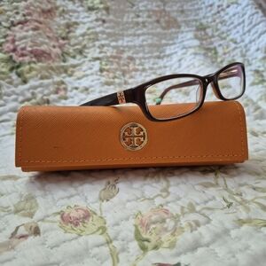 Tory Burch Perscription Brown Glasses with Iconic Orange Logo Case